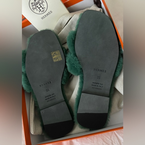 Hermes Oran Shearling Sandals size35